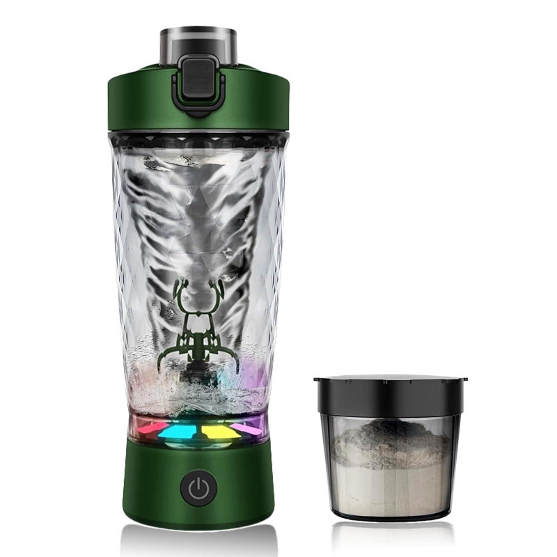 flintronic Protein Shake Bottle,650ml USB C Rechargeable Electric Protein Shake Bottle, Leakproof Travel Shaker for Protein Shakes-BPA Free, Made with Tritan, Removable Base(Green)